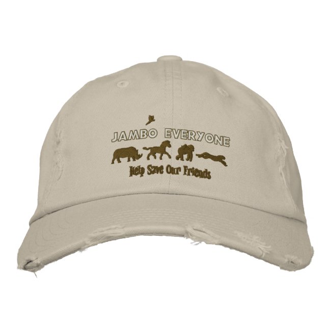 Jambo Everyone Help save endangered animals Embroidered Hat (Front)