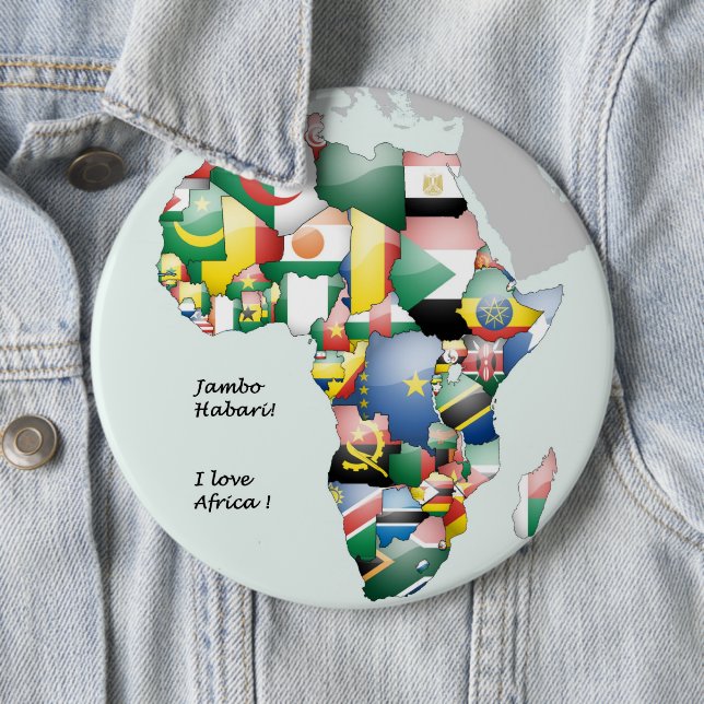 Jambo Habari Africa ! I Love Africa 6 Cm Round Badge (In Situ)