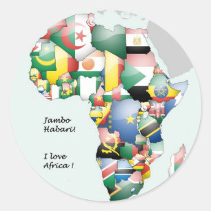Jambo Habari Africa ! I Love Africa Classic Round Sticker