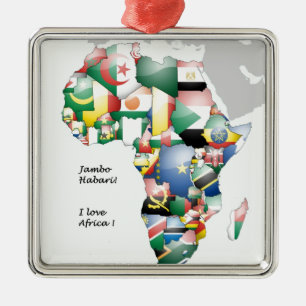 Jambo Habari Africa ! I Love Africa Metal Tree Decoration