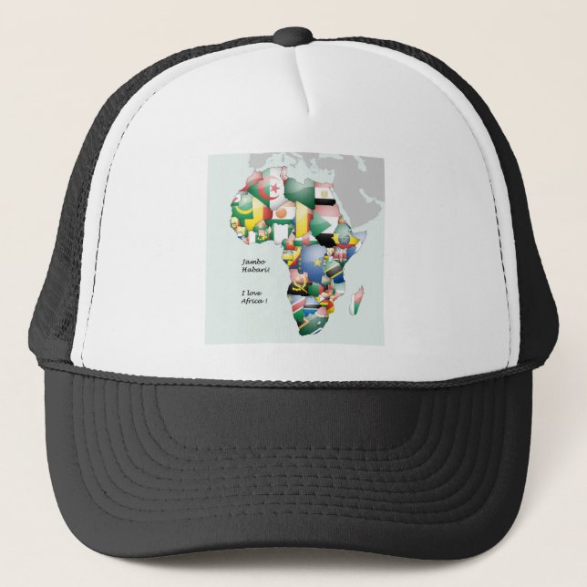 Jambo Habari Africa ! I Love Africa Trucker Hat (Front)