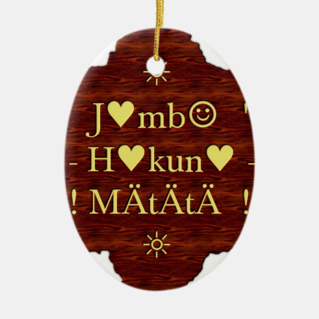 Jambo Hakuna Matata: African Art Print/Graphic Ceramic Tree Decoration (Front)