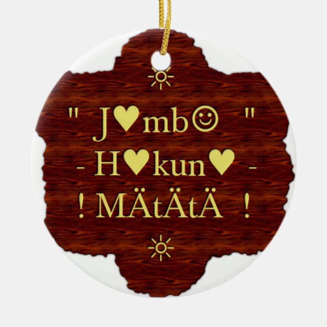 Jambo Hakuna Matata: African Art Print/Graphic Ceramic Tree Decoration (Front)