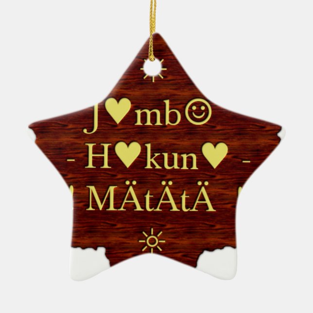 Jambo Hakuna Matata: African Art Print/Graphic Ceramic Tree Decoration (Front)