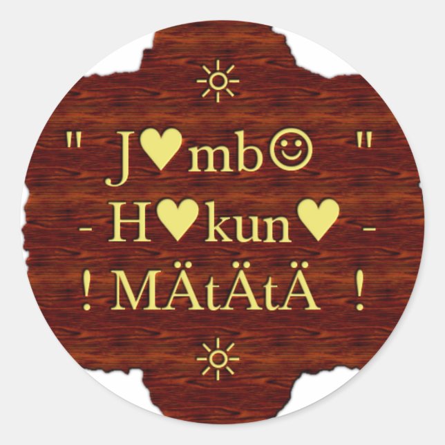 Jambo Hakuna Matata: African Art Print/Graphic Classic Round Sticker (Front)