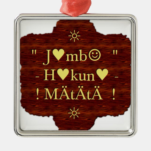 Jambo Hakuna Matata: African Art Print/Graphic Metal Tree Decoration (Front)