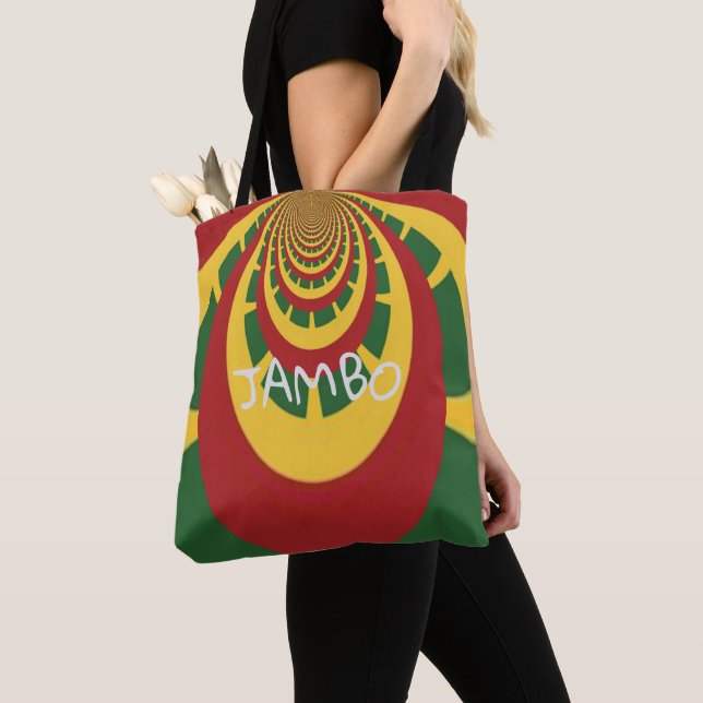 Jambo Hakuna Matata Jamaica Rasta Colours Shoulder Tote Bag (Close Up)