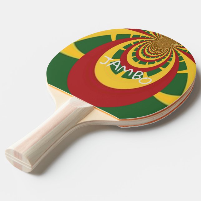 Jambo Hakuna Matata Jamaica Rasta Colours spinners Ping Pong Paddle (Front Angle)