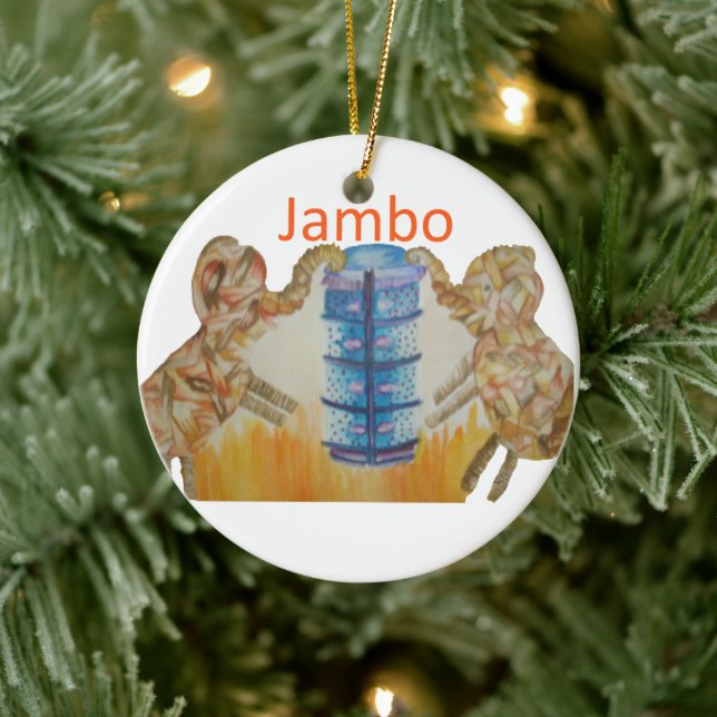 Jambo Jumbo African Kids Elephants Art Print Ceramic Tree Decoration (Tree)