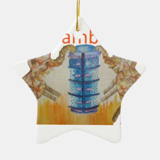 Jambo Jumbo African Kids Elephants Art Print Ceramic Tree Decoration (Front)