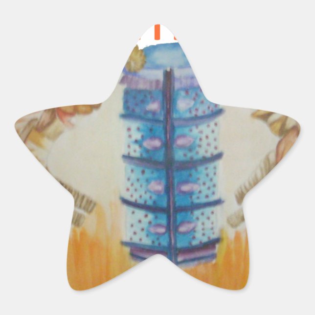 Jambo Jumbo African Kids Elephants Art Print Star Sticker (Front)