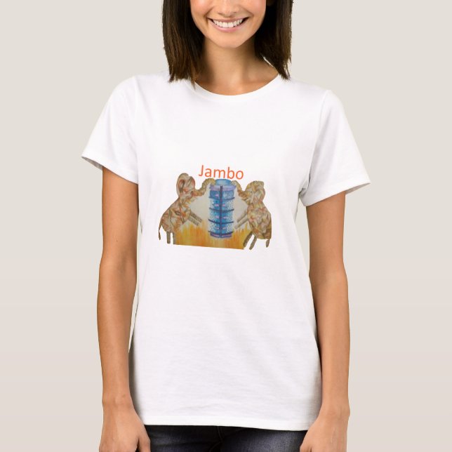 Jambo Jumbo African Kids Elephants Art Print T-Shirt (Front)