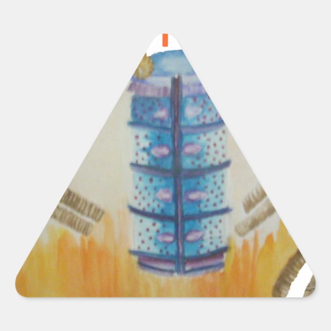 Jambo Jumbo African Kids Elephants Art Print Triangle Sticker (Front)