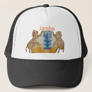 Jambo Jumbo African Kids Elephants Art Print Trucker Hat
