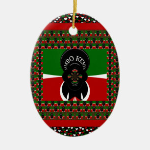 Jambo Kenya Art Print Ceramic Tree Decoration