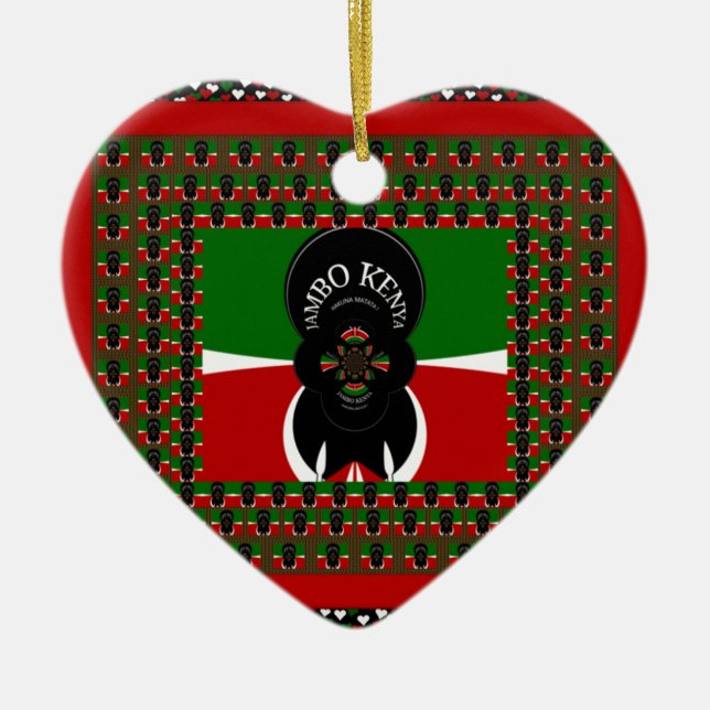 Jambo Kenya Art Print Ceramic Tree Decoration (Front)