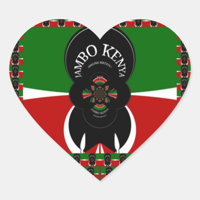 Jambo Kenya Art Print Heart Sticker (Front)