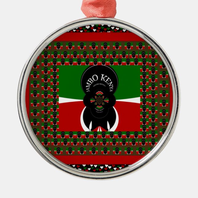 Jambo Kenya Art Print Metal Tree Decoration (Front)