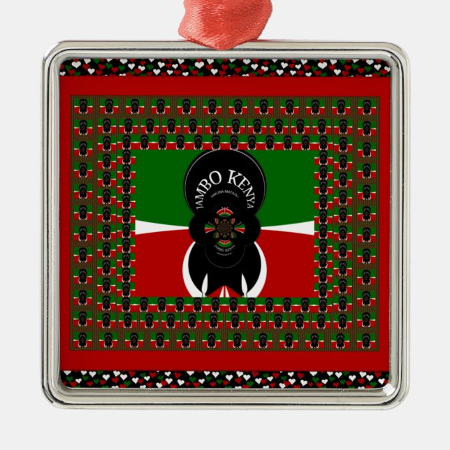 Jambo Kenya Art Print Metal Tree Decoration (Front)