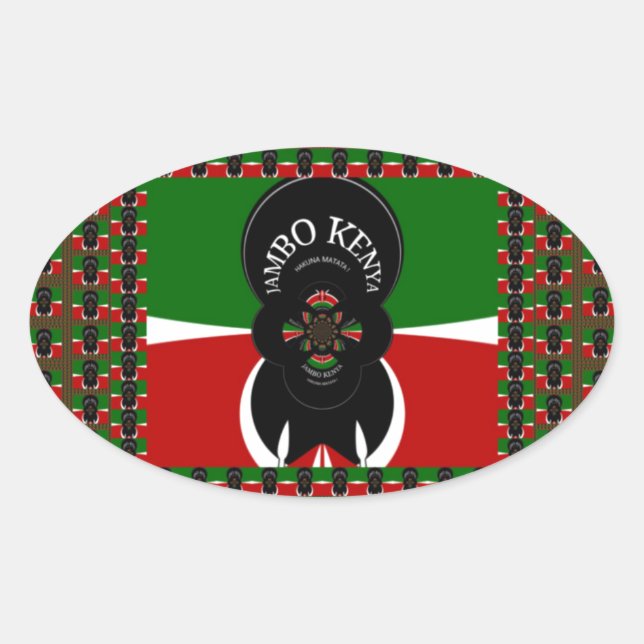 Jambo Kenya Art Print Oval Sticker (Front)