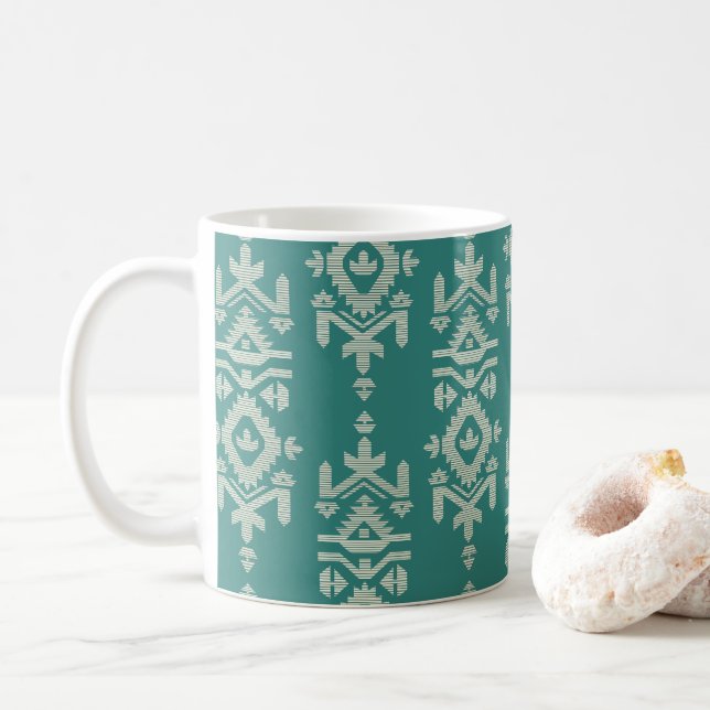 Jamdani Print Folk Pattern Coffee Mug (With Donut)