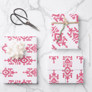 Jamdani Print Folk Pattern Wrapping Paper Sheet