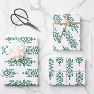 Jamdani Print Folk Pattern Wrapping Paper Sheet
