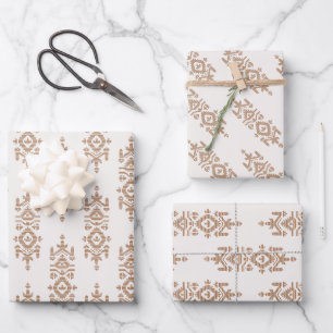 Jamdani Print Folk Pattern Wrapping Paper Sheet