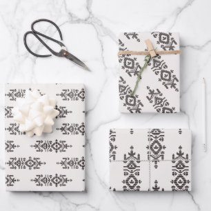 Jamdani Print Folk Pattern Wrapping Paper Sheet