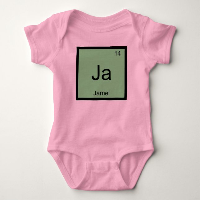 Jamel  Name Chemistry Element Periodic Table Baby Bodysuit (Front)