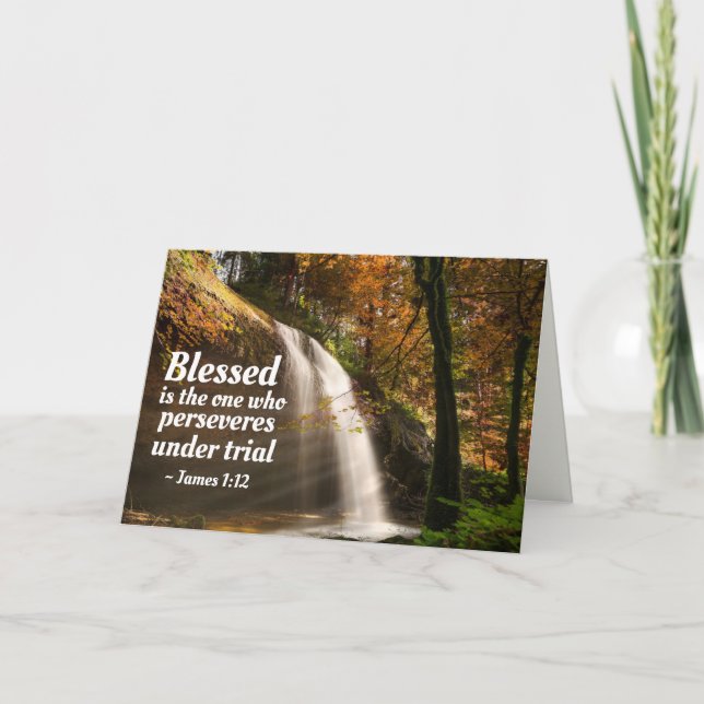 James 1:12 Blessed is the one who perseveres Bible Card (Front)