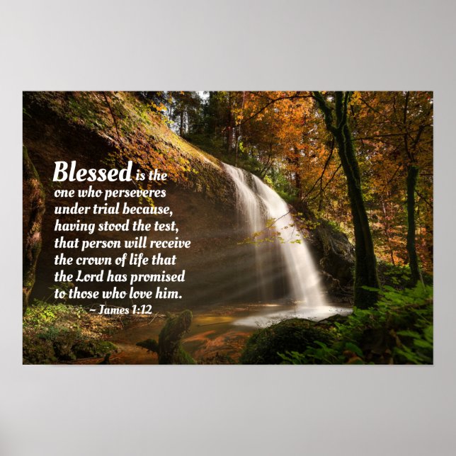 James 1:12 Blessed is the one who perseveres Bible Poster (Front)