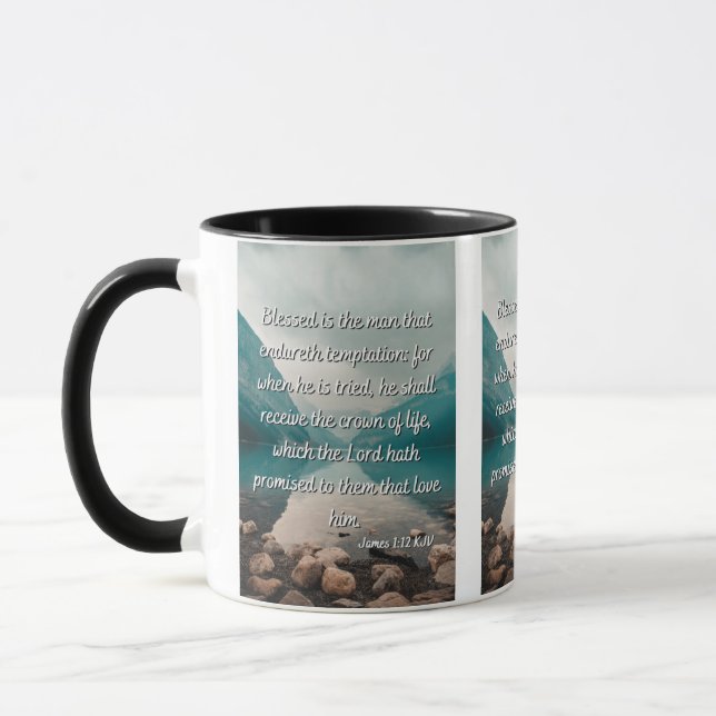 James 1:12 KJV Bible Verse Two-Tone Mug (Left)