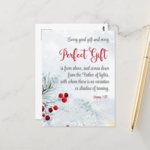 James 1:17 Every Good Gift Christmas Winter Bible Postcard