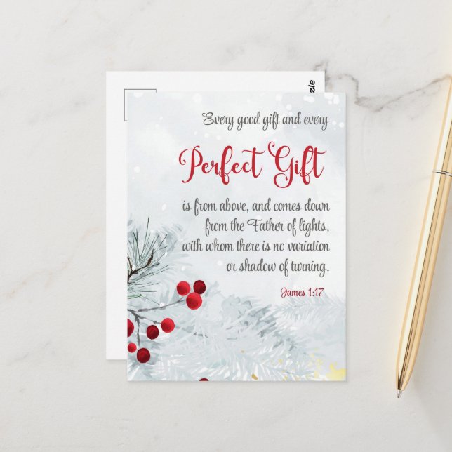 James 1:17 Every Good Gift Christmas Winter Bible Postcard (Front/Back In Situ)