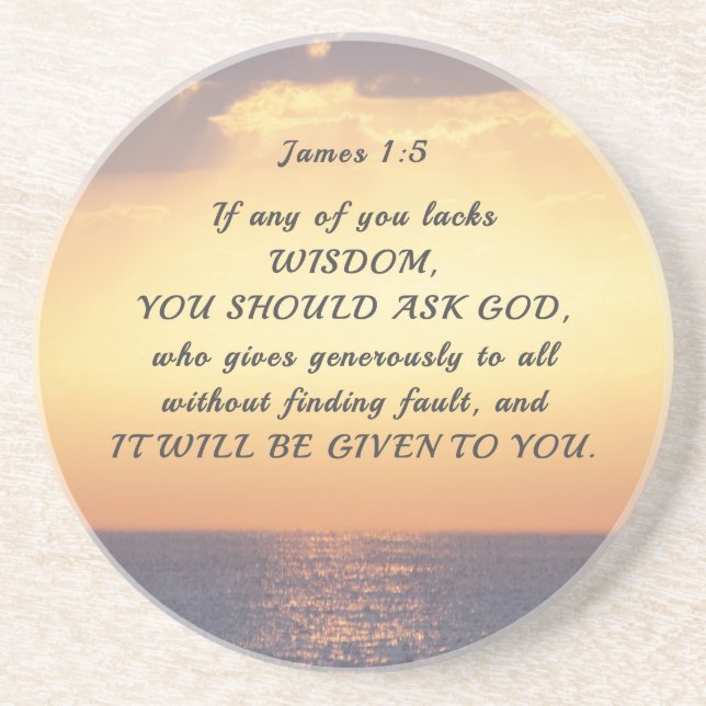 James 1:5 If any of you lacks Wisdom Bible Verse Coaster (Front)