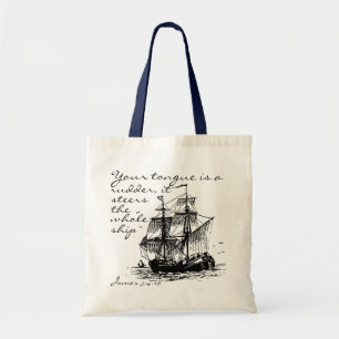 James 3:4-10 Ship tote Bag