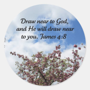 James 4:8 classic round sticker