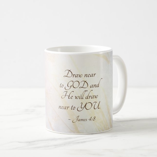 James 4:8 Draw Near to God Bible Verse Coffee Mug (Front Right)