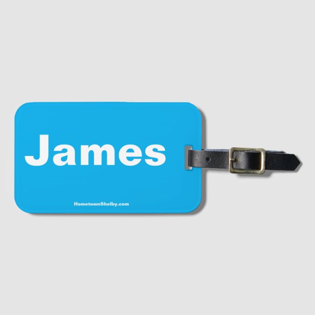 James Azure Bag Tag (Front Horizontal)