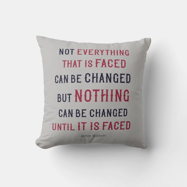 James Baldwin Change Typography Throw Pillow (Front)