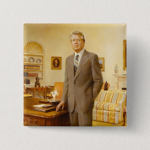 James Carter White House Presidential Portrait  15 Cm Square Badge