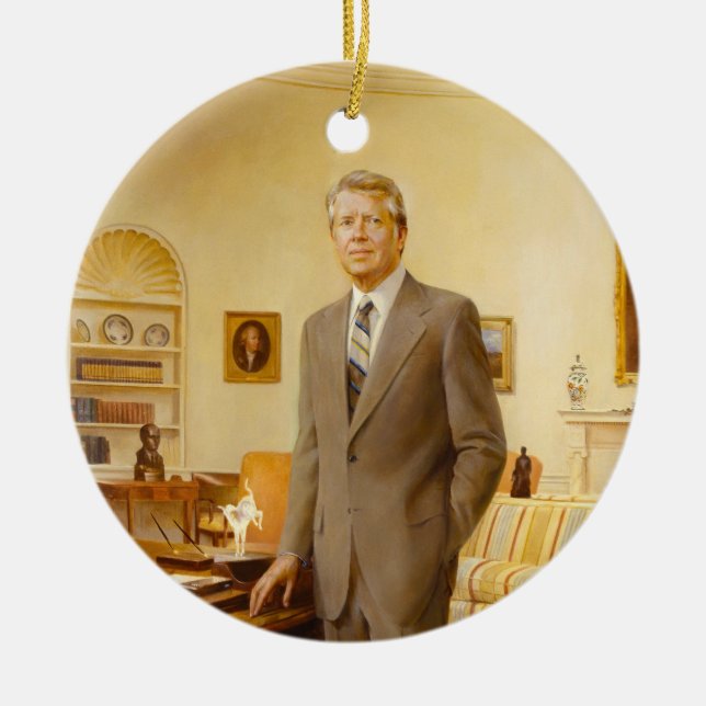 James Carter White House Presidential Portrait Ceramic Tree Decoration (Front)