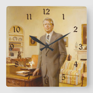 James Carter White House Presidential Portrait Square Wall Clock