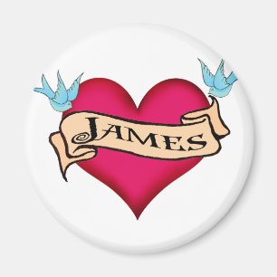 James - Custom Heart Tattoo T-shirts & Gifts Magnet