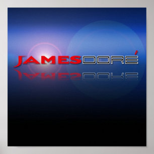 James Dore' Red & Black Letter Blue Lens Flare Pri Poster
