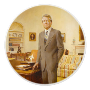 James Earl Carter Painted US President Portrait Ceramic Knob