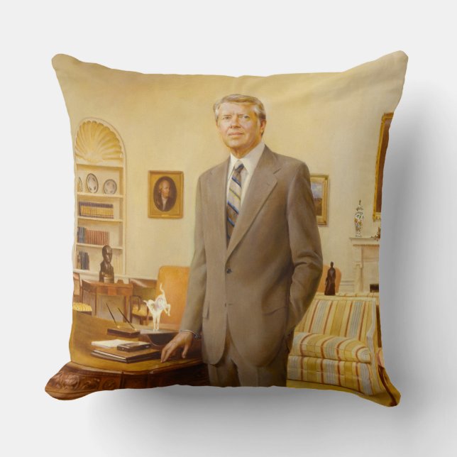 James Earl Carter Painted US President Portrait  Cushion (Front)