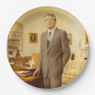 James Earl Carter Painted US President Portrait  Paper Plate