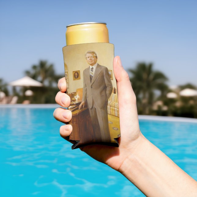 James Earl Carter Painted US President Portrait  Seltzer Can Cooler (In Situ Pool)